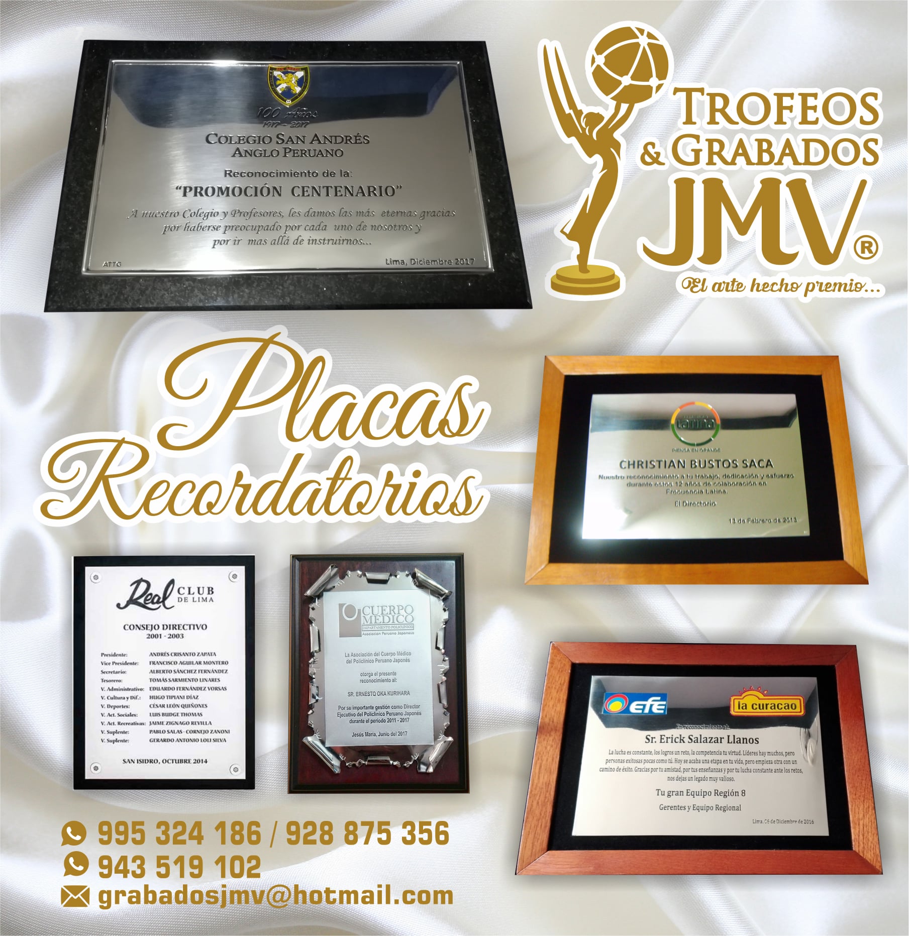 PLACAS RECORDATORIAS TROFEOS SOLAPEROS PLATOS RECORDATORIOS